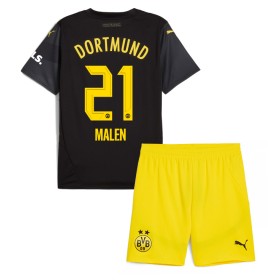 Borussia Dortmund Donyell Malen #21 Borta Kläder Barn 2024-25 Kortärmad (+ Korta byxor)